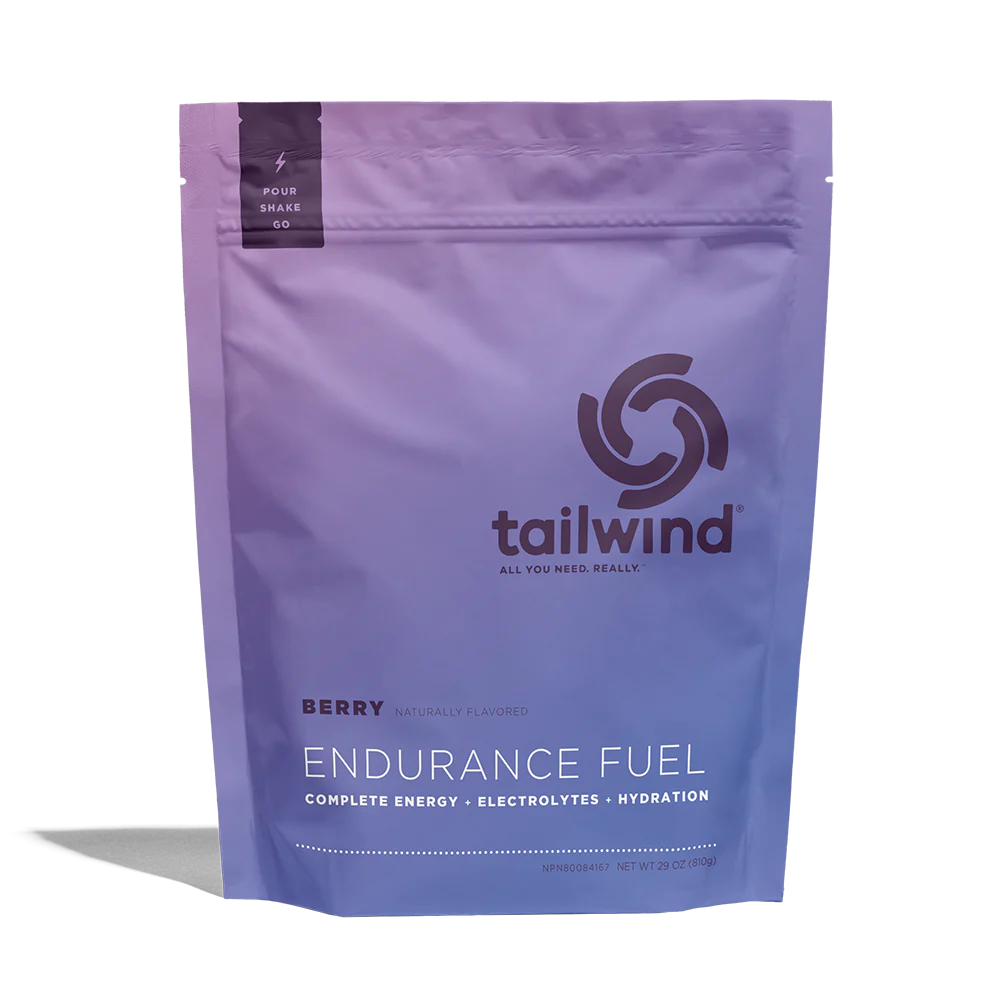 Endurance Fuel Non-Caffeinated 30-Serving Bag by Tailwind in purple berry flavor, hydration and electrolyte nutrition for endurance activities