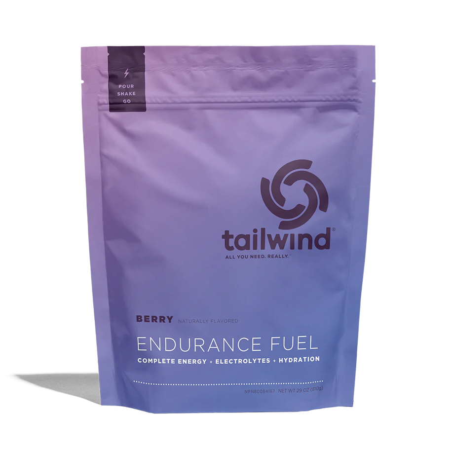 Endurance Fuel Non-Caffeinated 30-Serving Bag by Tailwind in purple berry flavor, hydration and electrolyte nutrition for endurance activities