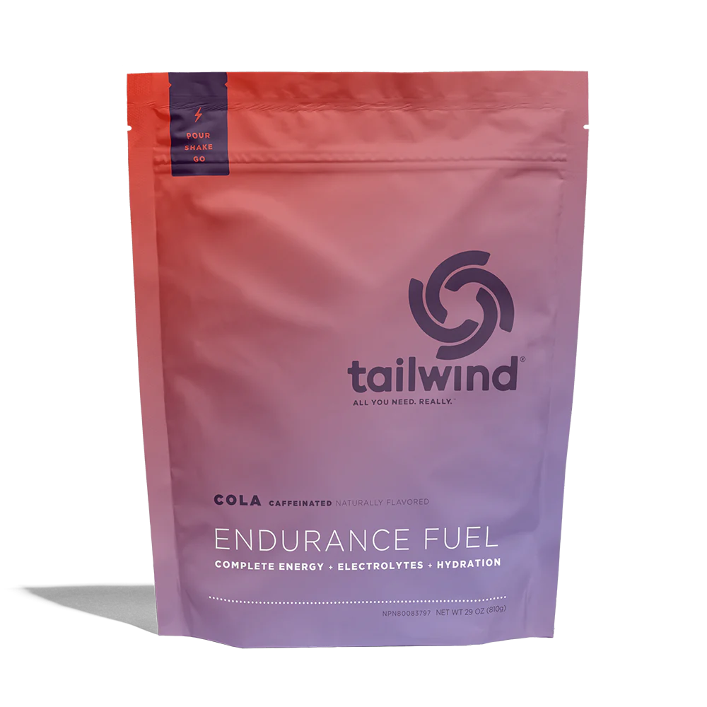 Endurance Fuel Caffeinated 30-Serving Bag by Tailwind in red and purple, caffeinated hydration with electrolytes for running and endurance energy