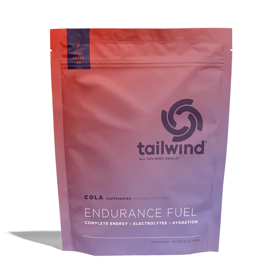 Endurance Fuel Caffeinated 30-Serving Bag by Tailwind in red and purple, caffeinated hydration with electrolytes for running and endurance energy