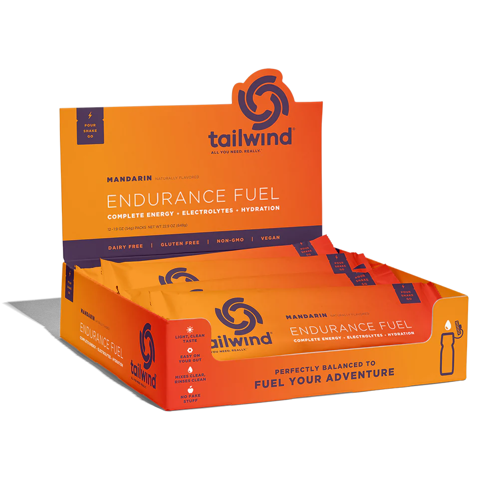 Endurance Fuel Non-Caffeinated Singles by Tailwind in orange, non-GMO hydration and electrolyte mix for running and outdoor energy needs