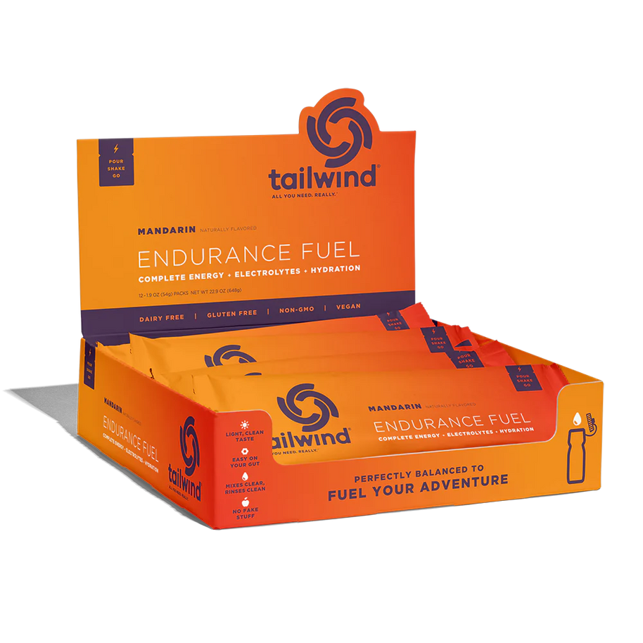 Endurance Fuel Non-Caffeinated Singles by Tailwind in orange, non-GMO hydration and electrolyte mix for running and outdoor energy needs