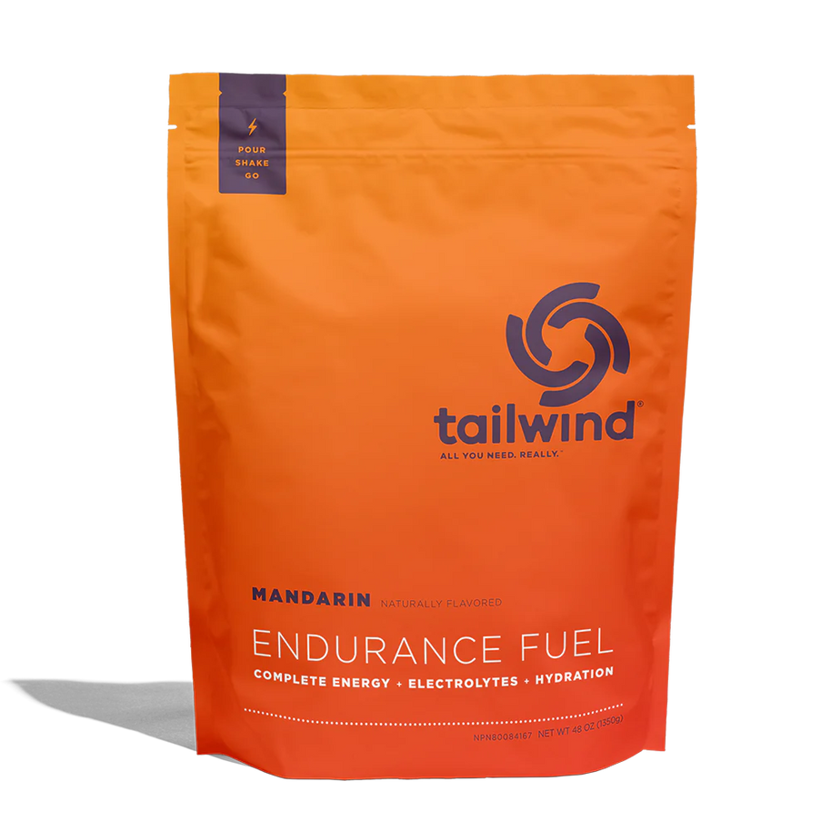 Endurance Fuel Non-Caffeinated 50-Serving Bag by Tailwind in orange, mandarin flavor, for hydration, electrolytes, and energy during running