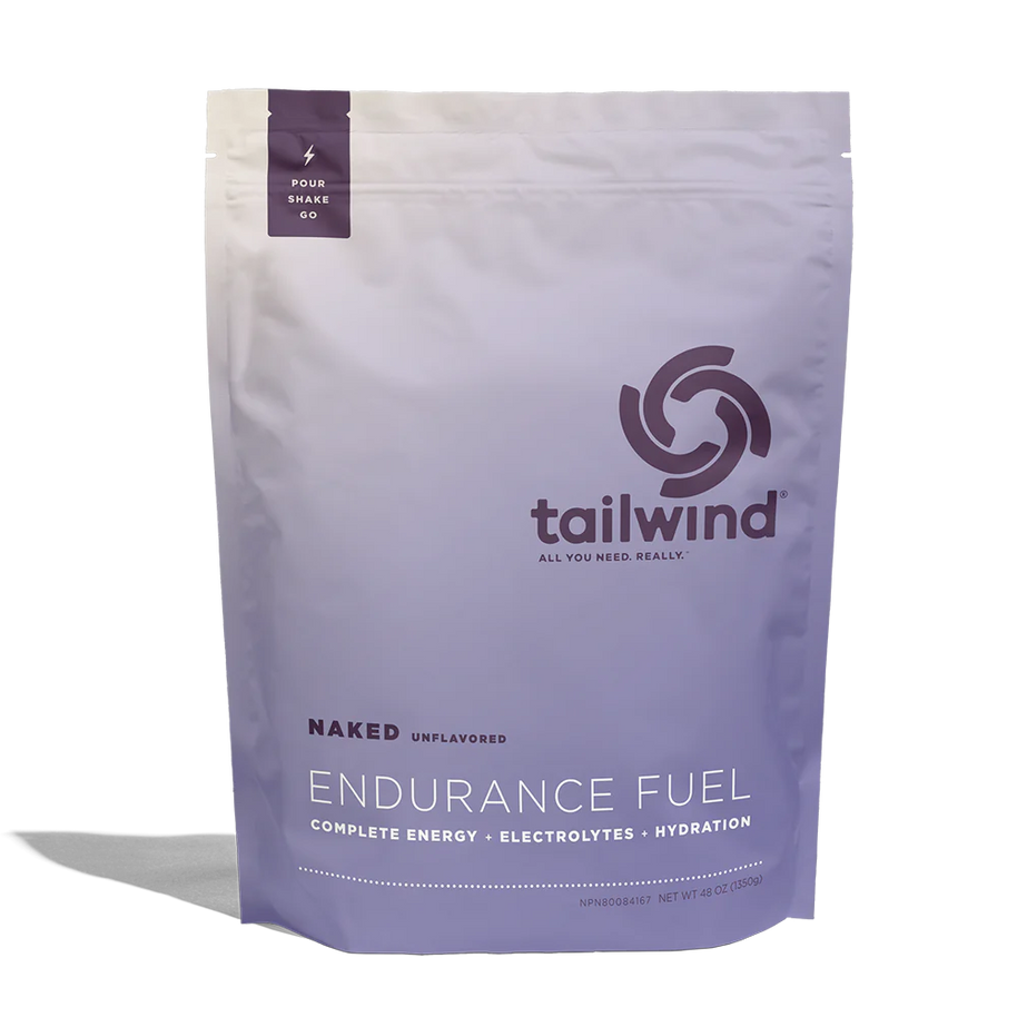 Endurance Fuel Non-Caffeinated 50-Serving Bag by Tailwind in white and purple, hydration and electrolyte nutrition for running and endurance