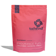 Endurance Fuel Caffeinated 50-Serving Bag by Tailwind in raspberry red, caffeinated nutrition for hydration, electrolytes, and energy during endurance activities