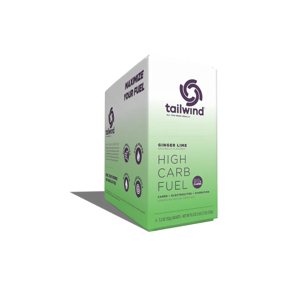 High Carb Fuel Ginger Lime by Tailwind green box drink mix for high-intensity running with carbs and electrolytes hydration