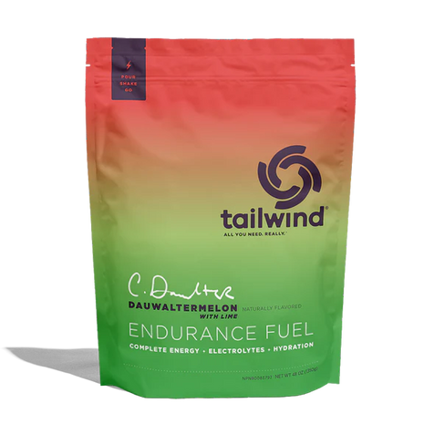 Endurance Fuel Non-Caffeinated 50-Serving Bag by Tailwind in red and green, non-caffeinated hydration and energy mix for running and outdoor use