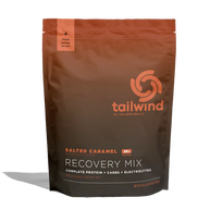 Recovery Mix 20-Serving Bag by Tailwind in brown and orange, salted caramel flavor with protein, carbs, and electrolytes for recovery