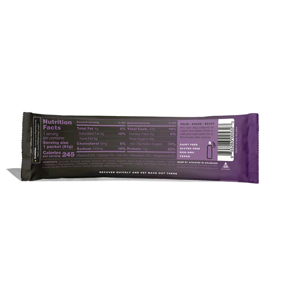 Recovery Mix 20-Serving Bag by Tailwind in purple black, nutrition mix with carbs protein electrolytes for post-exercise recovery