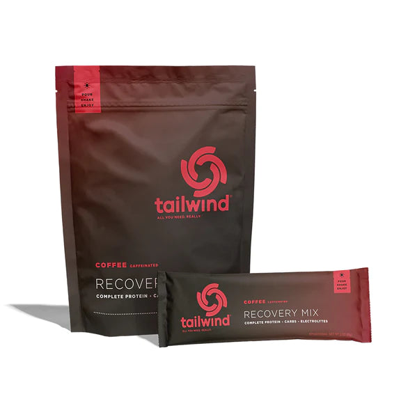 Recovery Mix 20-Serving Bag by Tailwind in brown and red, complete protein, carbs, and electrolytes for optimal post-run recovery