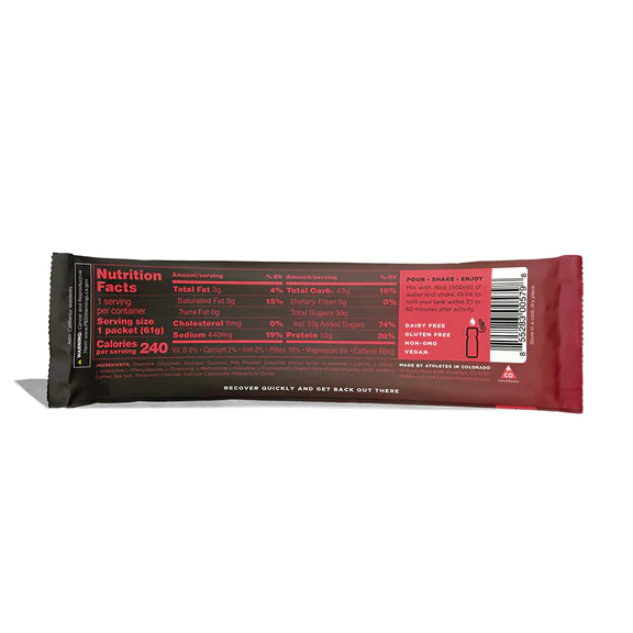 Recovery Mix Singles by Tailwind in red and black packaging, nutrition mix with carbs, protein, and electrolytes for optimal recovery