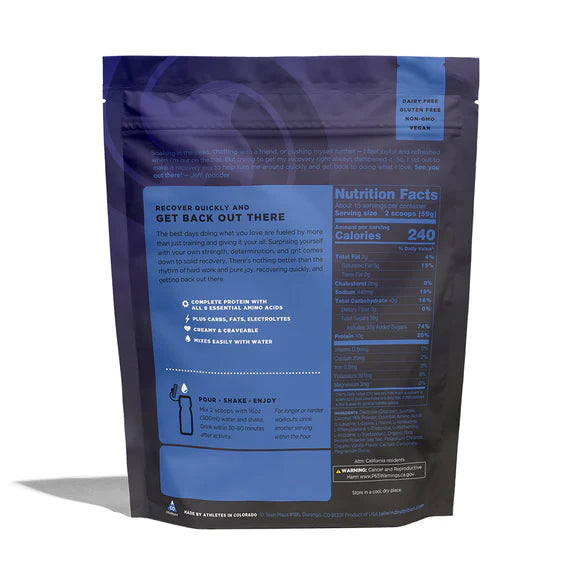 Recovery Mix 20-Serving Bag by Tailwind in navy blue, nutrition blend with carbs, protein, and electrolytes for optimal recovery and endurance