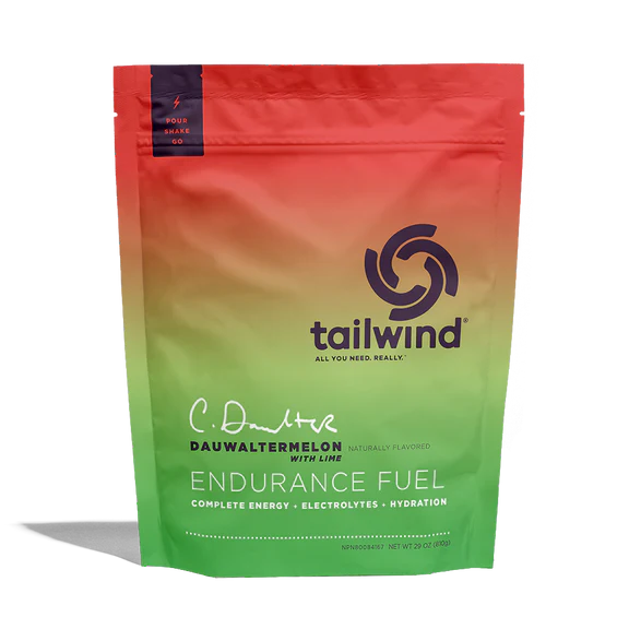 Endurance Fuel Non-Caffeinated 30-Serving Bag by Tailwind in green and orange, hydration and electrolyte mix for running and energy