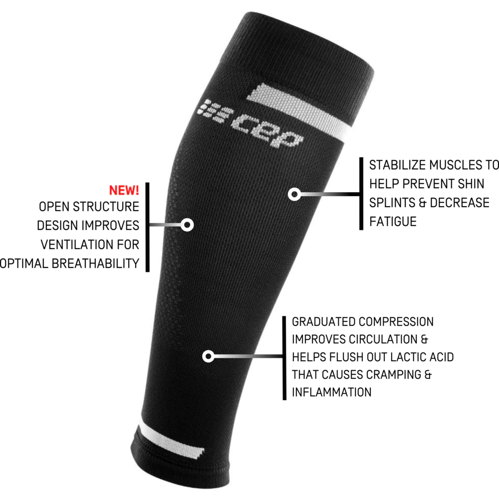 Run Compression 4.0 Calf Sleeves - Men by CEP Sports in black with medi compression for muscle stabilization, improved circulation, and reduced fatigue