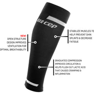 Run Compression 4.0 Calf Sleeves - Men by CEP Sports in black with medi compression for muscle stabilization, improved circulation, and reduced fatigue