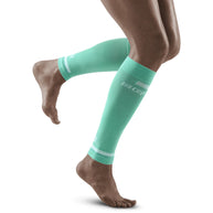 Run Compression 4.0 Calf Sleeves - Women by CEP Sports in green, medi compression for muscle stabilization and vibration reduction during running