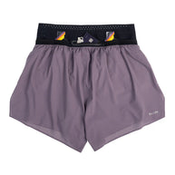 Trail Tech Short - Men by Raide Research in purple with black waistband, designed for hydration storage and lightweight trail running use