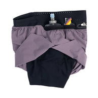 Trail Tech Short - Men by Raide Research in purple and black with hydration and nutrition storage, designed for long trail running and outdoor use