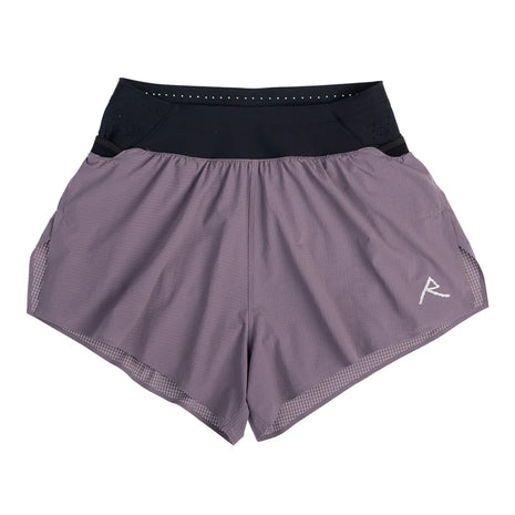 Trail Tech Short - Women by Raide Research in purple and black, lightweight running shorts designed for hydration and nutrition storage on trails