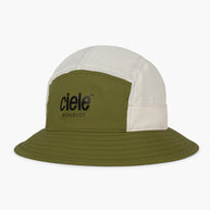 GOBucket-Comp-Athletics by Ciele in olive green and white, lightweight breathable bucket hat redesigned for running and outdoor use in Canada