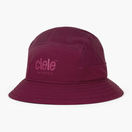 Ciele GOBucket-Comp-Athletics bucket hat in Mulberry, deep berry hat with tonal Ciele logo, front view