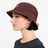 GOBucket-Comp-Athletics by Ciele in burgundy with yellow logo, lightweight bucket hat with reworked fabric for running and athletic use in Canada