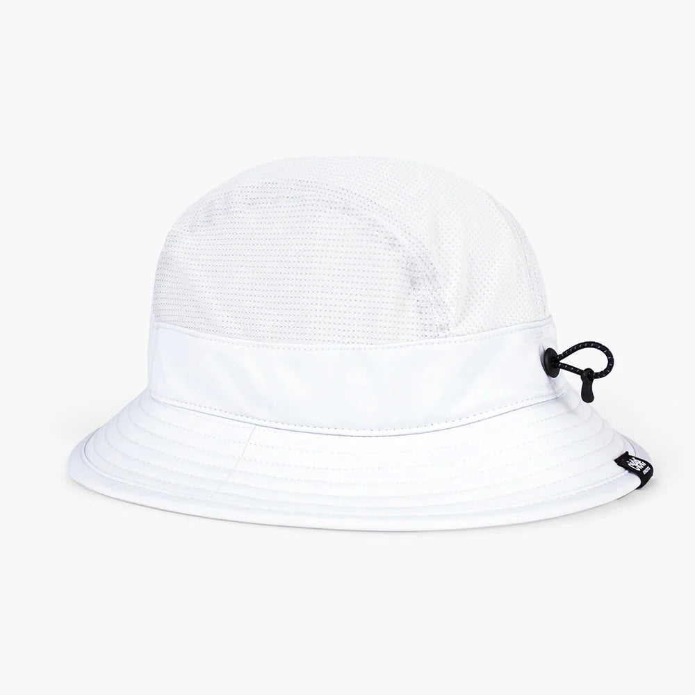 GOBucket-Comp-Athletics by Ciele in white with mesh fabric, adjustable fit, lightweight bucket hat for running and outdoor use in Canada