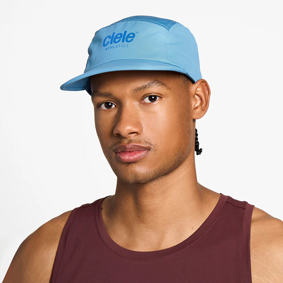 GOCap - Classic - Athletics by Ciele in light blue with reflective logo, upgraded fabric cap ideal for running and athletics in Canada