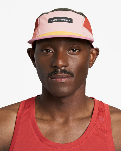 GOCap - Field - IconicBar by Ciele in pink, red, and yellow with coolmatic plus flowmesh for maximum ventilation, ideal for running and outdoor use