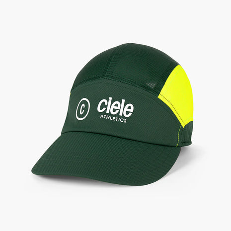 FSTCapSC - Classic by Ciele in dark green and yellow with COOLmatic PLUS FLOWmesh for breathable running cap from Canada