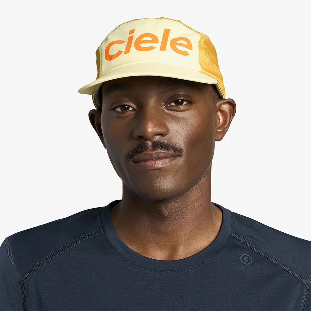GOCap - Comp - Century by Ciele in yellow and orange with stretch flexweave fabric and UPF 50+ protection for running and outdoor use in Canada