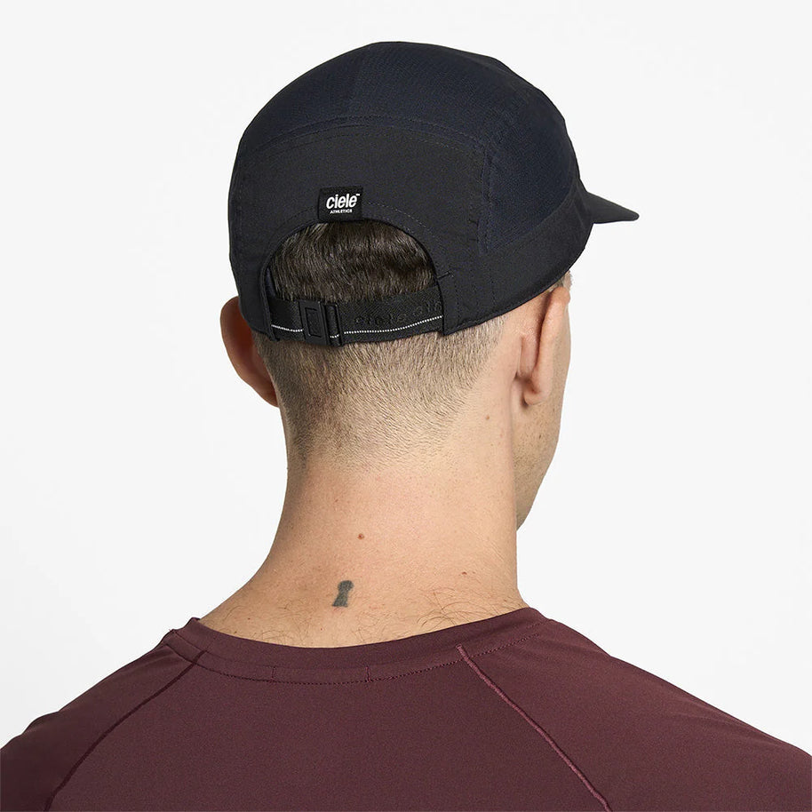 GOCap - Comp - Century by Ciele in black, lightweight stretch flexweave fabric with UPF 50+ protection for running and outdoor use
