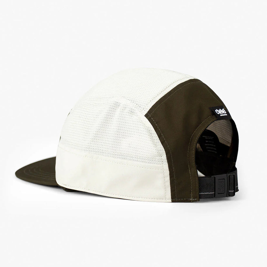 GOCap - Comp - Century by Ciele in white and dark green with stretch flexweave fabric and UPF 50+ protection for running and outdoor use