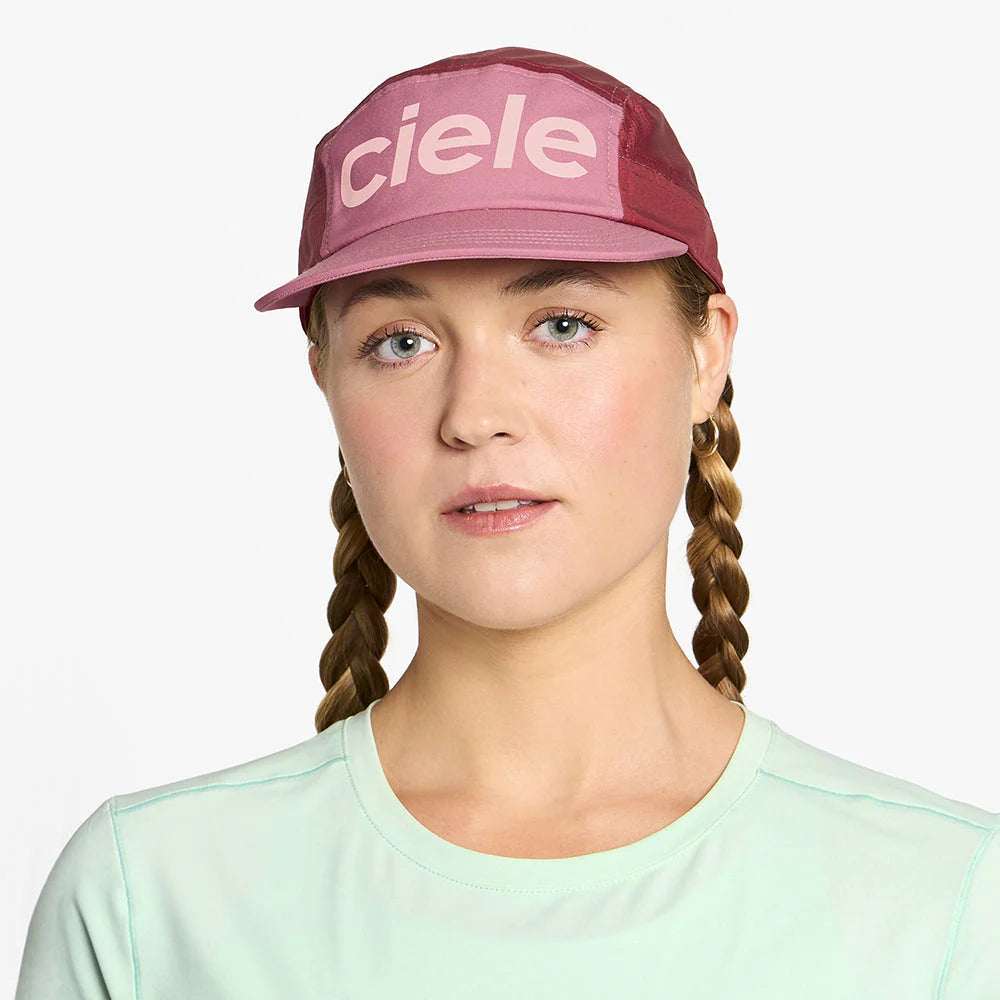 GOCap - Comp - Century by Ciele in pink and burgundy stretch flexweave fabric with UPF 50+ protection for running and outdoor use
