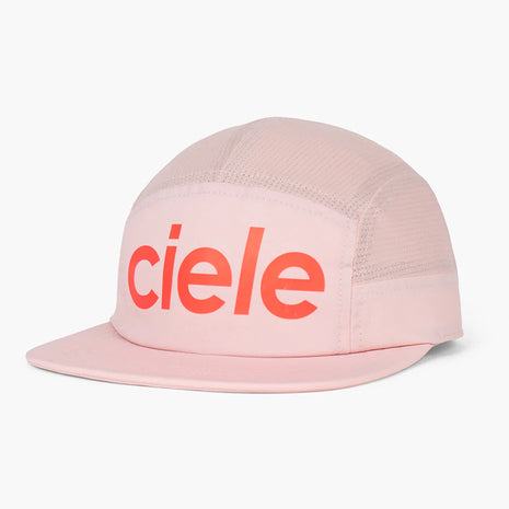 GOCap - Comp - Century by Ciele in light pink with orange logo, stretch flexweave fabric, fitted comfort, UPF 50+ protection, ideal for running