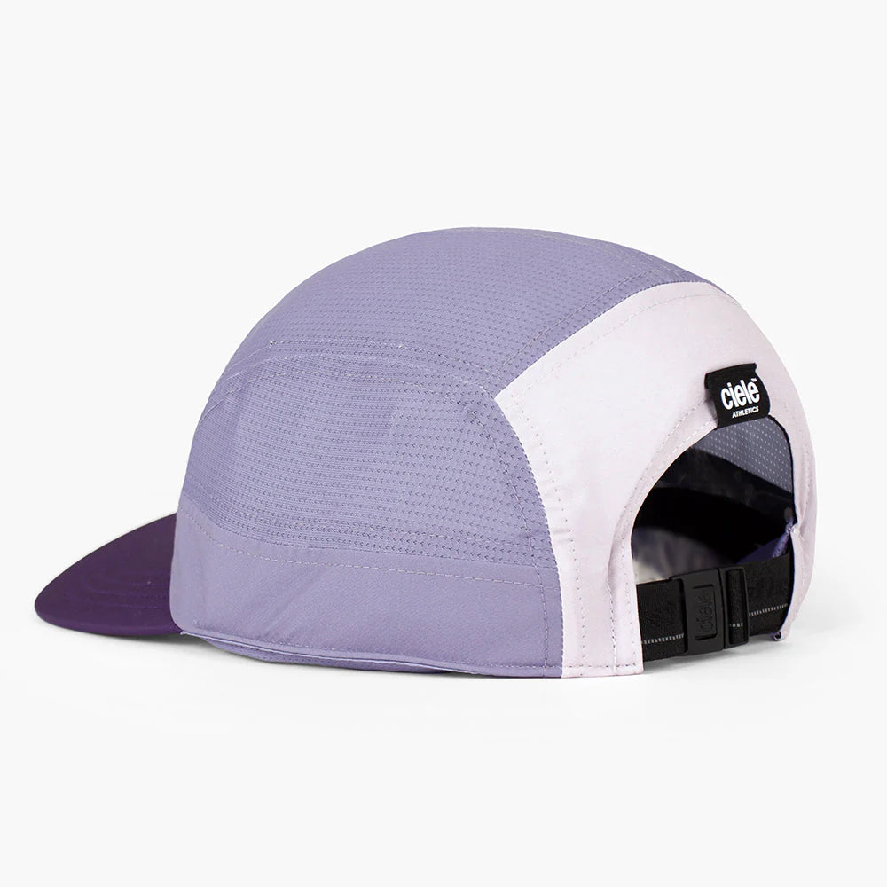 GOCap - Comp - Century by Ciele in purple and white with stretch flexweave fabric offering fitted comfort and UPF 50+ protection for running and outdoor use
