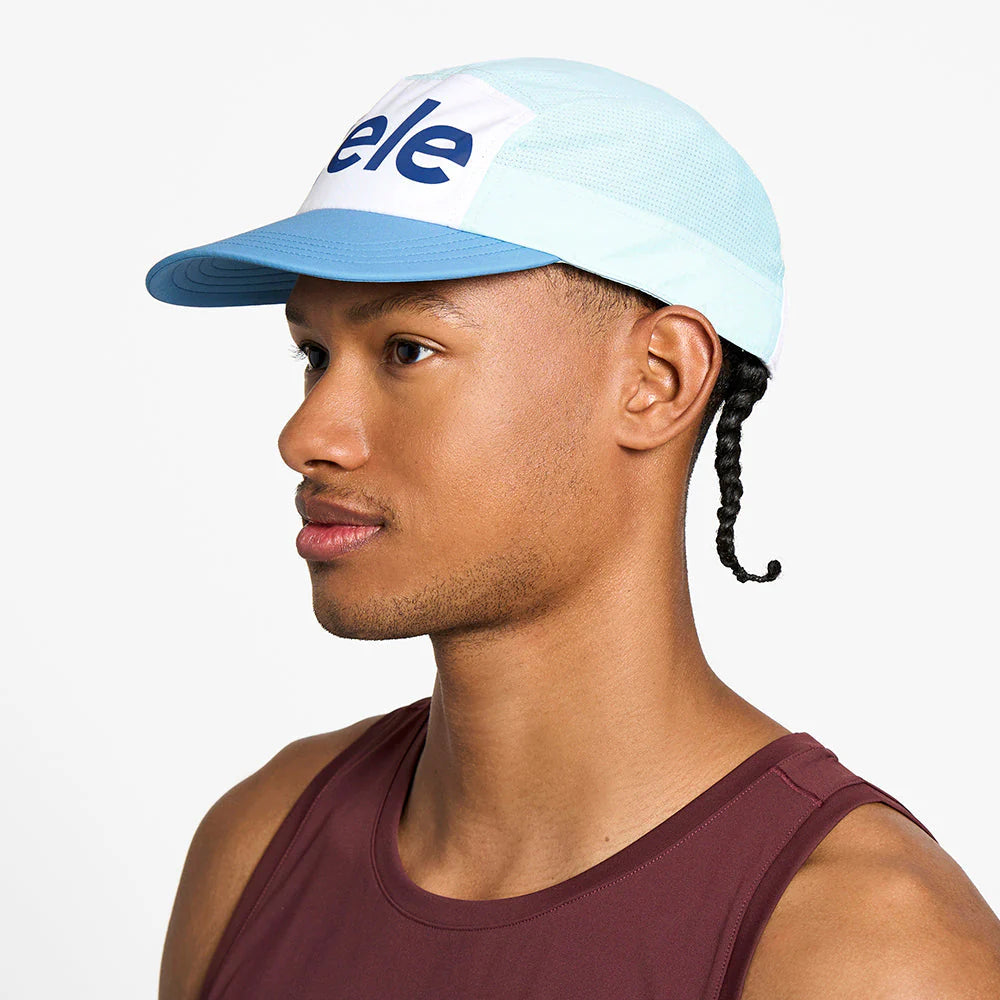 GOCap - Comp - Century by Ciele in light blue and white, stretch flexweave fabric with UPF 50+ protection for running and outdoor use