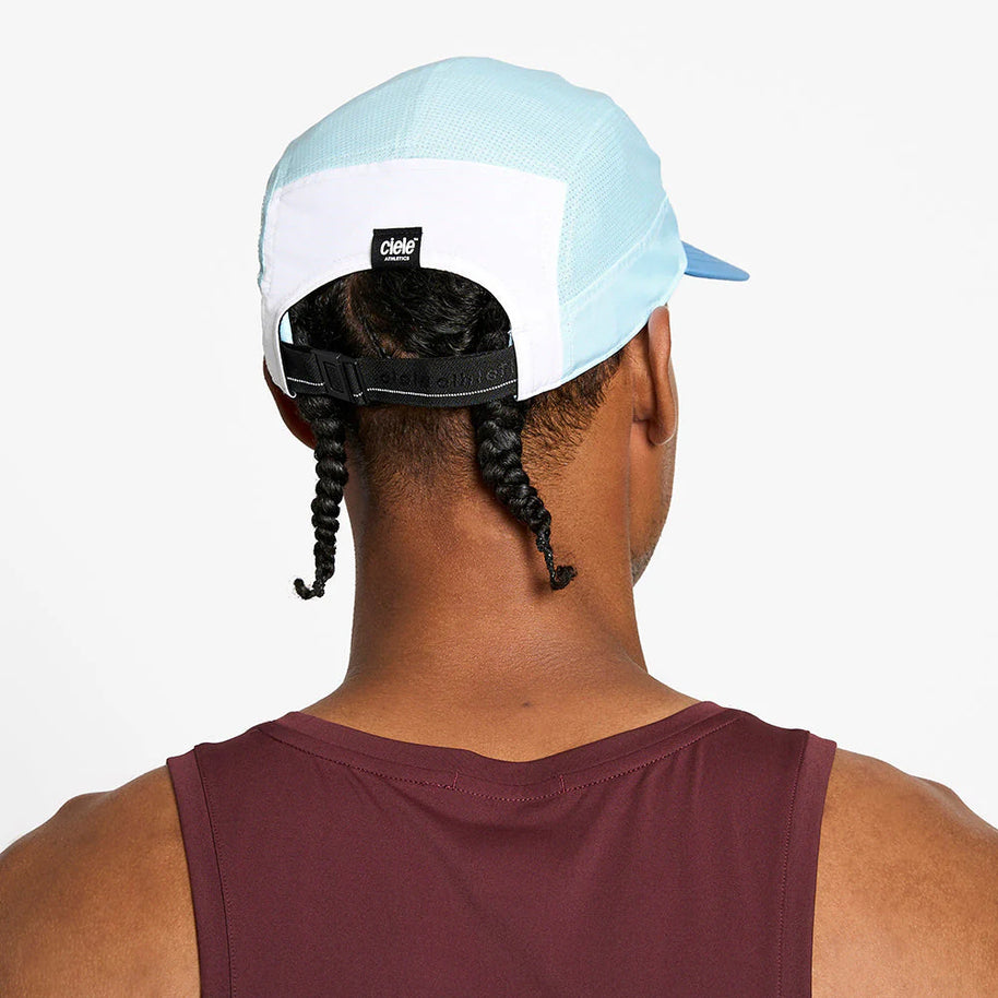 GOCap - Comp - Century by Ciele in light blue and white stretch flexweave fabric with UPF 50+ protection ideal for running and outdoor use in Canada