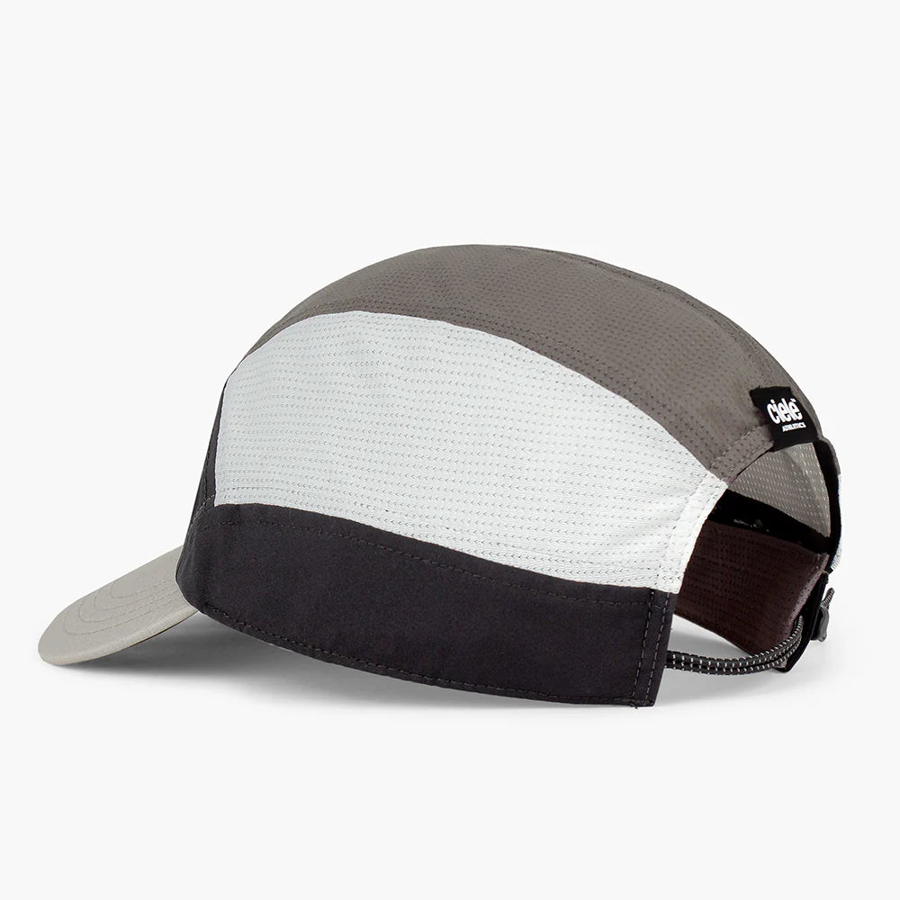 FSTCapSC - Comp - IconicVC by Ciele in grey, white, and black with flexweave fabric, mikramesh ventilation, UPF protection for running and outdoor use