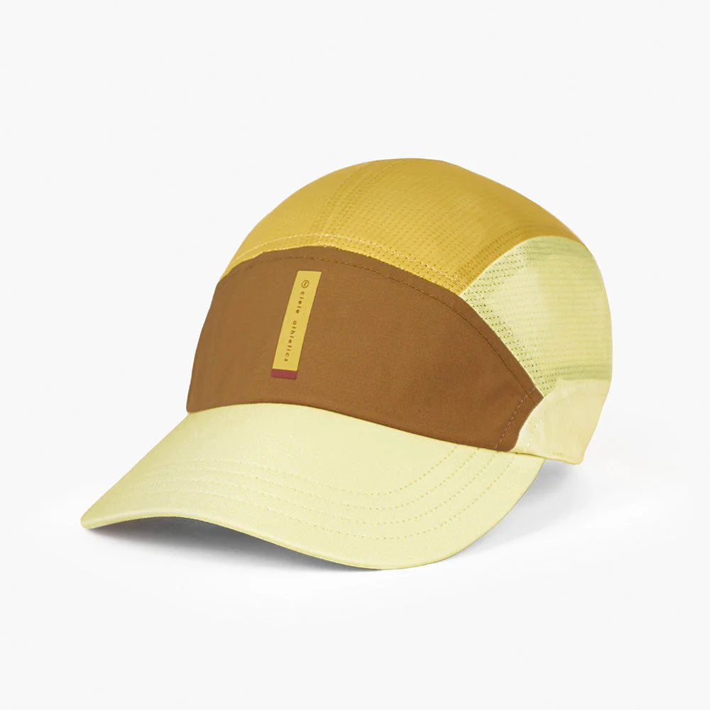 FSTCapSC - Comp - IconicVC by Ciele in yellow and brown low profile cap with Flexweave fabric, UV protection, ideal for running and outdoor use
