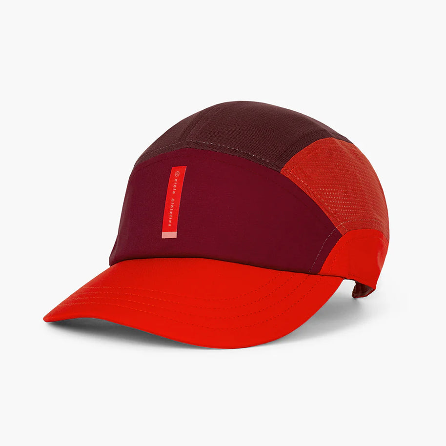 FSTCapSC - Comp - IconicVC by Ciele in red and dark burgundy low profile running cap with Flexweave fabric and UPF protection for competition use