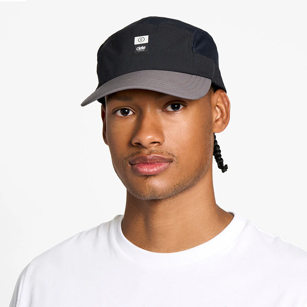 GOCapSC - Comp - Ccube by Ciele in black and grey with reflective label, stretch flexweave fabric for fitted comfort, ideal for running and outdoor use in Canada