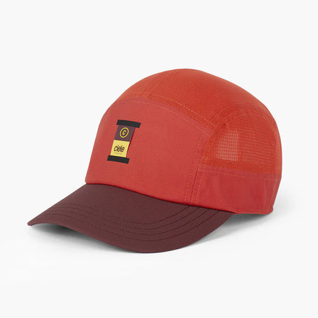 GOCapSC - Comp - Ccube by Ciele in red and burgundy with reflective label, softcurved fit and stretch flexweave fabric for running comfort in Canada