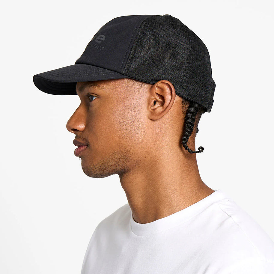 TRLCapSC - Comp - Onehundred by Ciele in black with higher crown design for faster cooling, lightweight running cap ideal for outdoor use