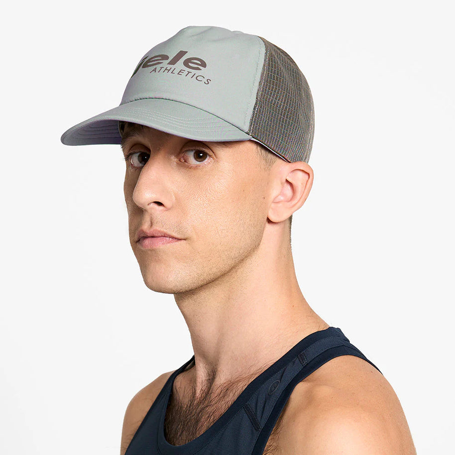 TRLCapSC - Comp - Onehundred by Ciele in light grey and dark mesh with higher crown for ventilation, lightweight running cap ideal for outdoor use