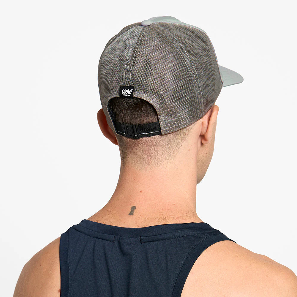 TRLCapSC - Comp - Onehundred by Ciele in grey with higher crown design for enhanced air circulation, ideal for running in Canada