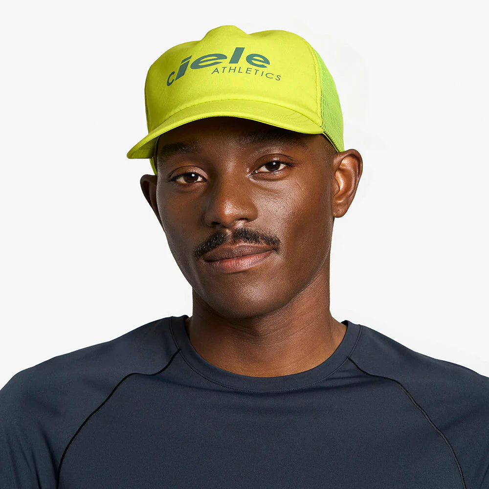 TRLCapSC - Comp - Onehundred by Ciele in bright yellow with higher crown for air circulation, lightweight running cap ideal for Canadian running store shoppers