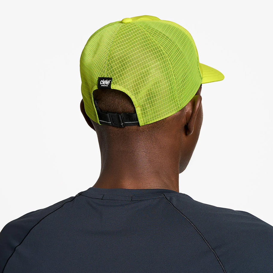 TRLCapSC - Comp - Onehundred by Ciele in bright yellow with higher crown for air circulation, lightweight running cap from Canada