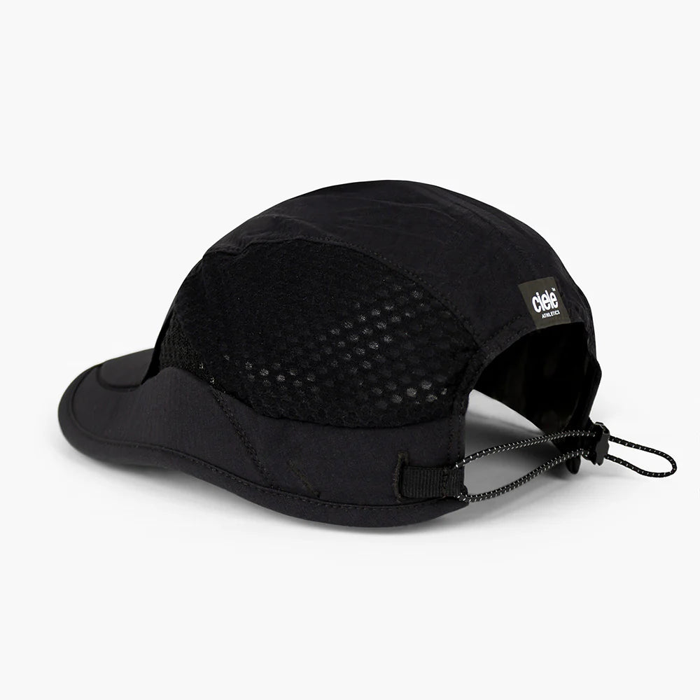 FSTCap-Elite-Ethereal by Ciele in black, ultra-lightweight technical running cap with breathable mesh and adjustable fit ideal for running and training
