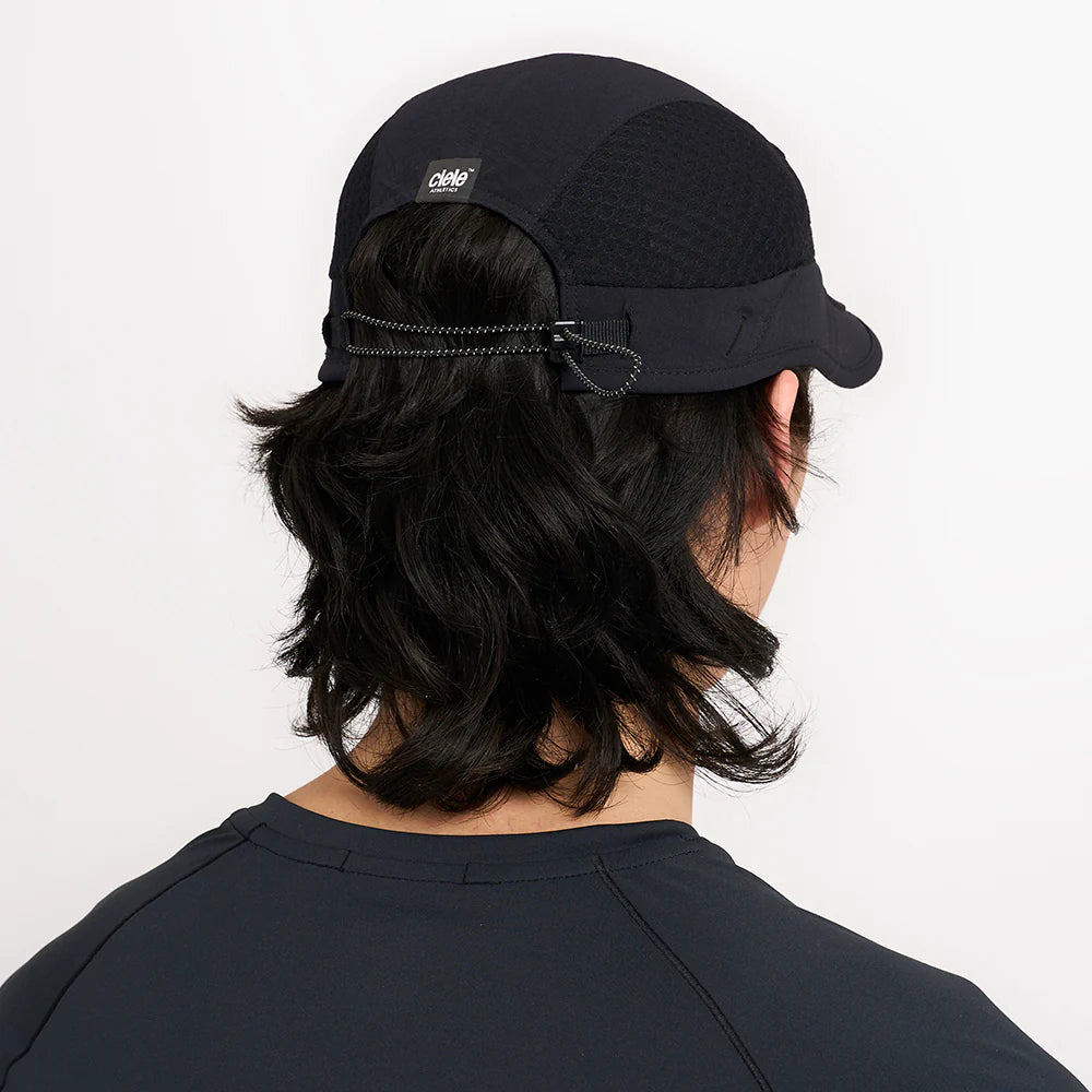 FSTCap-Elite-Ethereal by Ciele in black lightweight technical running cap with adjustable strap, designed for performance running in Canada